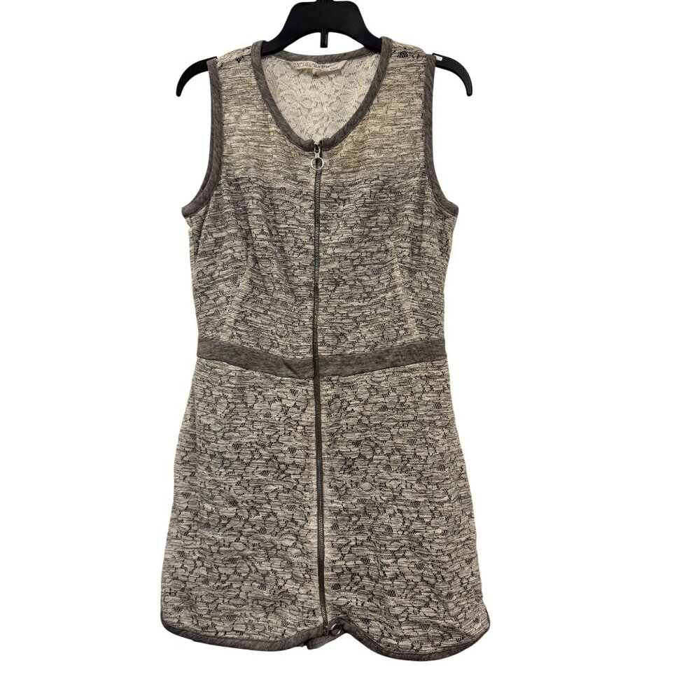 Rachel Roy Womens Lace Overlay Gray Romper Dress W/ Zipper Front Size S